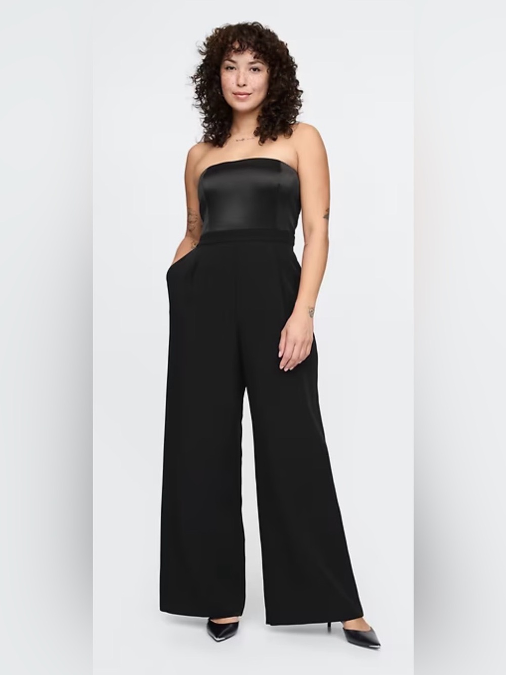GAP Black Strapless Wide-Leg Jumpsuit